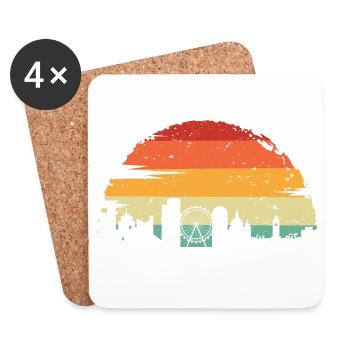 Sunset City Skyline Silhouette - Coasters (set of 4) - white - Front