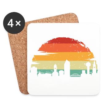 Sunset City Rainbow Silhouette - Coasters (set of 4) - white - Front