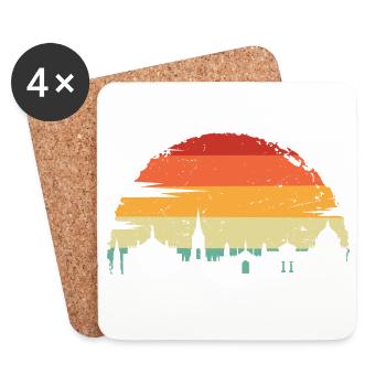 Sunset Skyline Silhouette - Coasters (set of 4) - white - Front