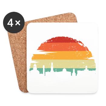Lebendige Skyline bei Sonnenuntergang - Untersetzer (4er-Set) - Weiß - Vorne