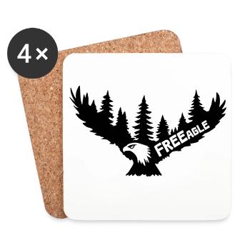 FREEagle - Fliegender Adler [Schwarz] - Untersetzer (4er-Set) - Weiß - Vorne