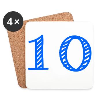 10. 10 JAHRE. 10-JÄHRIGES JUBILÄUM. 10-JÄHRIGES JUBILÄUM. - Untersetzer (4er-Set) - Weiß - Vorne