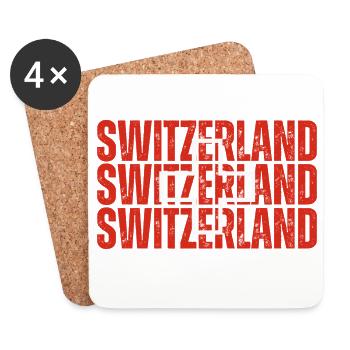 Drapeau de la Suisse, fierté suisse - Dessous de verre (lot de 4) - blanc - Devant
