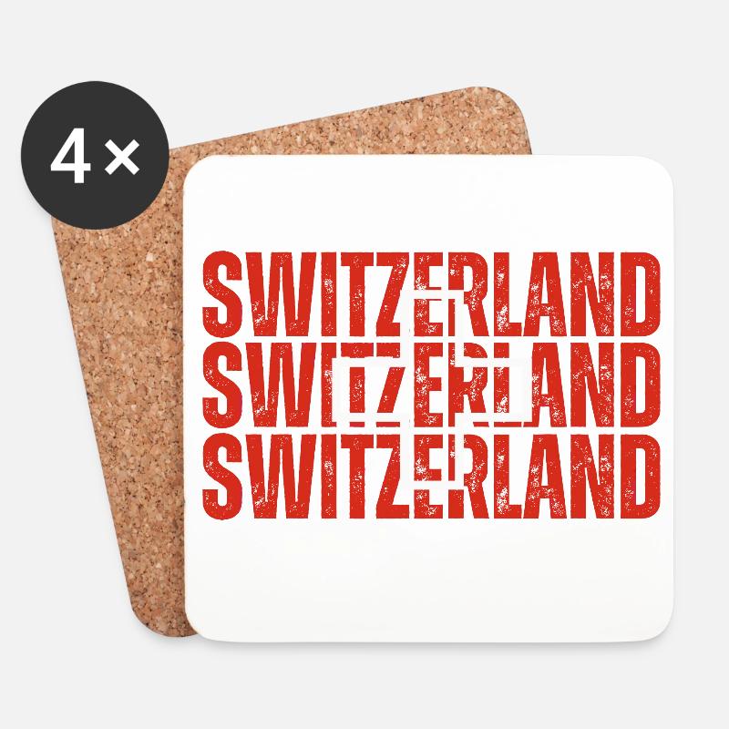 Flagge der Schweiz, Schweizer Stolz - Untersetzer (4er-Set) - Weiß