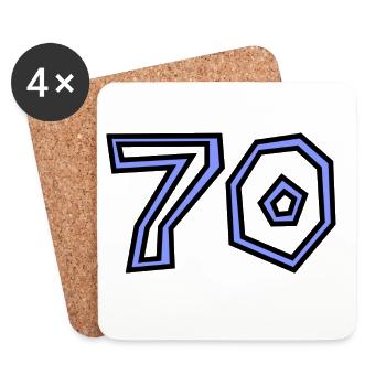 70. 70 ANS. 70e ANNIVERSAIRE. ANNIVERSAIRE 70 ANS. - Dessous de verre (lot de 4) - blanc - Devant