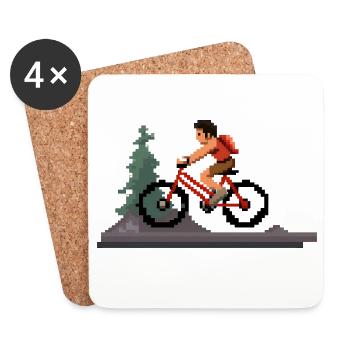 Fahrradfahrer Pixel Art - Untersetzer (4er-Set) - Weiß - Vorne