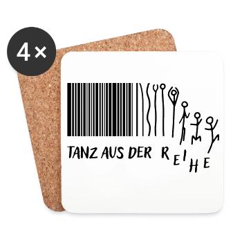 "Tanz aus der Reihe" Strichmännchen Strichcode - Untersetzer (4er-Set) - Weiß - Vorne