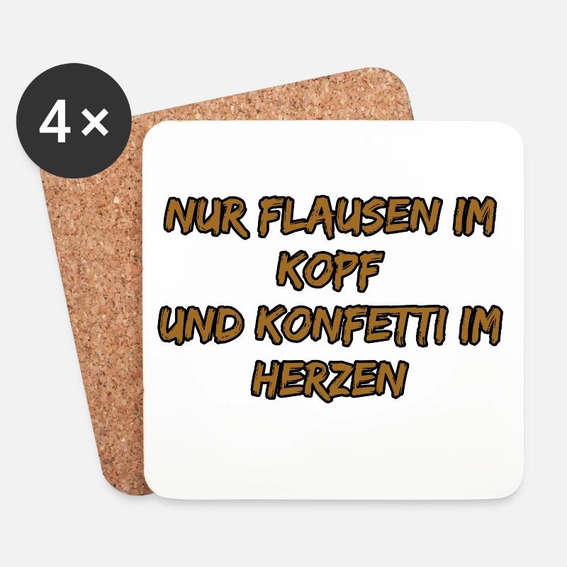 Konfetti im Herzen, Kopf frei - Untersetzer (4er-Set) - Weiß