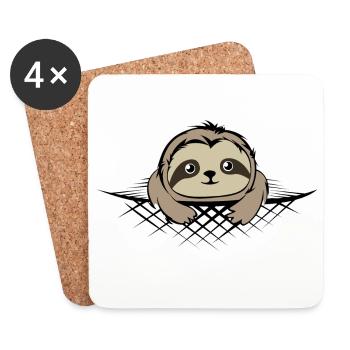 Sloth in pocket comic cartoon funny icon - Coasters (set of 4) - white - Front