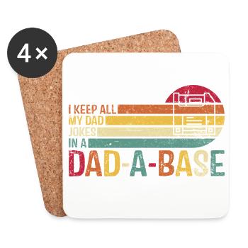Retro Car Dad Joke T-Shirt Design - Coasters (set of 4) - white - Front