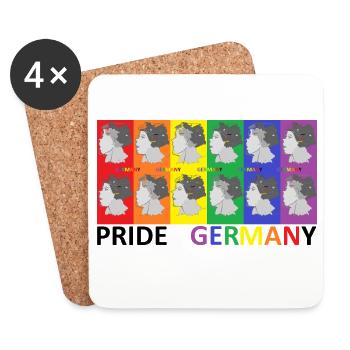 Farbenfrohe Pride Deutschland Illustration - Untersetzer (4er-Set) - Weiß - Vorne