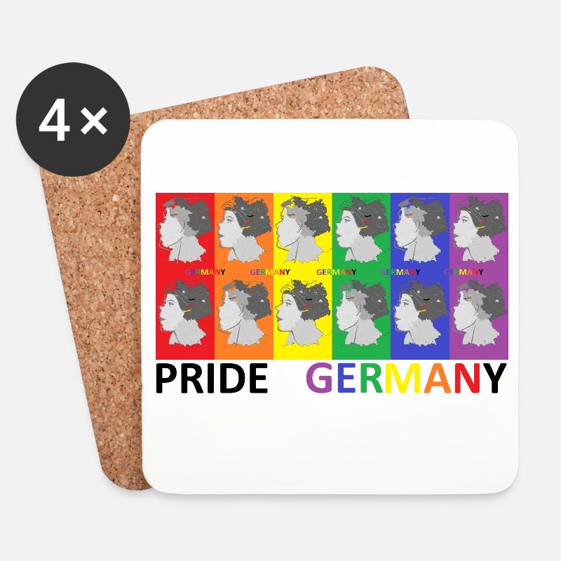 Farbenfrohe Pride Deutschland Illustration - Untersetzer (4er-Set) - Weiß
