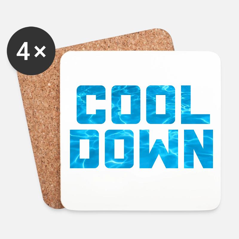 cool down Pool Wasser Swimmingpool coole Sprüche - Untersetzer (4er-Set) - Weiß