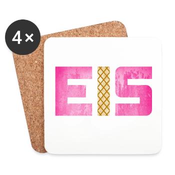 Eis Waffel Eisdiele Eiscreme Eiskrem Sommer pink - Untersetzer (4er-Set) - Weiß - Vorne