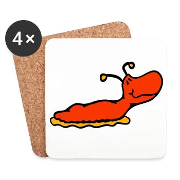 Slug snail without shell smiles - Coasters (set of 4) - white - Front