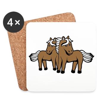 2 Horses Man Woman Lovers Friends Love Team - Coasters (set of 4) - white - Front