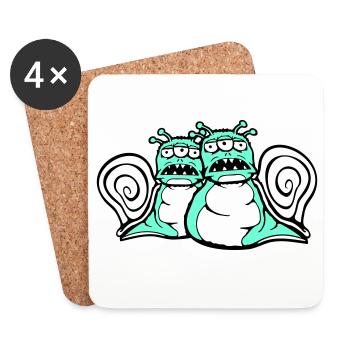 2 snails alien monster Halloween extraterrestrials - Coasters (set of 4) - white - Front