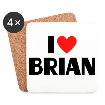 I love Brian Rotes Herz Liebe Fan Geschenk - Untersetzer (4er-Set) - Weiß - Vorne