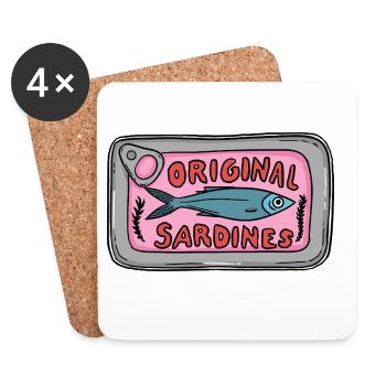 Les sardines originales peuvent être conçues par le pop art - Dessous de verre (lot de 4) - blanc - Devant