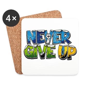 Graffiti Motivational Style NEVER GIVE UP - Dessous de verre (lot de 4) - blanc - Devant