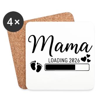 Mama Loading 2026 - Untersetzer (4er-Set) - Weiß - Vorne
