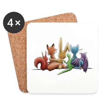 Rainbow Animals for Tolerance and Diversity - Coasters (set of 4) - white - Front
