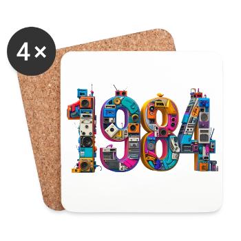 1984 – Abitur, naissance ou mariage - Dessous de verre (lot de 4) - blanc - Devant