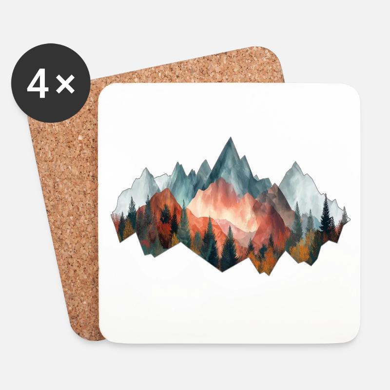 Forest Mountains Vintage - Coasters (set of 4) - white
