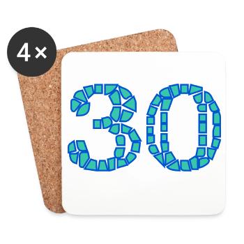 30. 30 ANS. 30e ANNIVERSAIRE. ANNIVERSAIRE 30 ANS. - Dessous de verre (lot de 4) - blanc - Devant