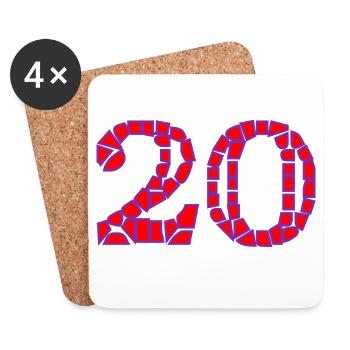 20. 20e ANNIVERSAIRE. ANNIVERSAIRE 20 ANS. 20 ANS. - Dessous de verre (lot de 4) - blanc - Devant