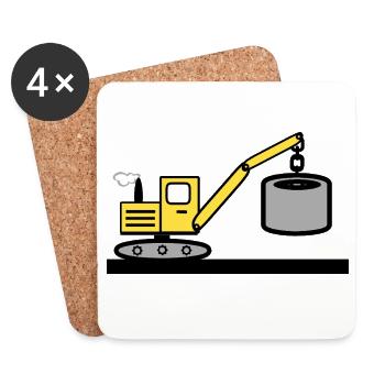 Bagger - Untersetzer (4er-Set) - Weiß - Vorne