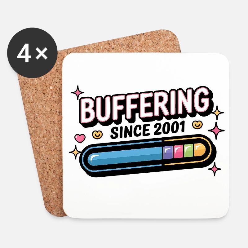 Y2K Retro – Buffering Since 2001 - Untersetzer (4er-Set) - Weiß