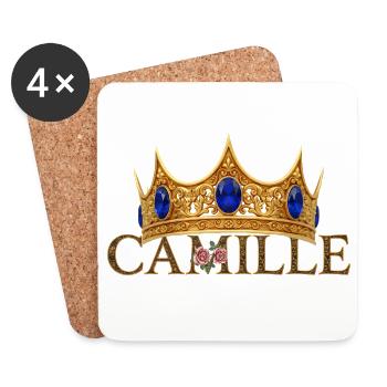 Goldene Krone Monogramm Kamille - Untersetzer (4er-Set) - Weiß - Vorne