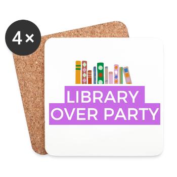 Library and books are better than a party - Coasters (set of 4) - white - Front
