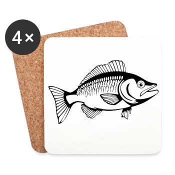 Fish T-shirt Gift Angler - Coasters (set of 4) - white - Front