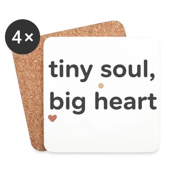 Tiny Soul Big Heart Typografie - Untersetzer (4er-Set) - Weiß - Vorne