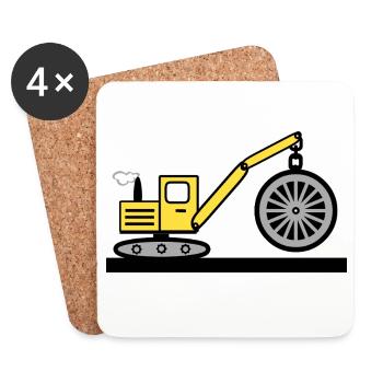 Excavator - Coasters (set of 4) - white - Front
