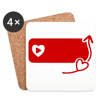 Schönes YouTube-inspiriertes flaches Symbol zum Abonnieren - Untersetzer (4er-Set) - Weiß - Vorne