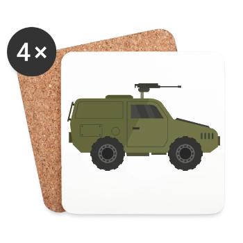 Jeep militaire - Dessous de verre (lot de 4) - blanc - Devant