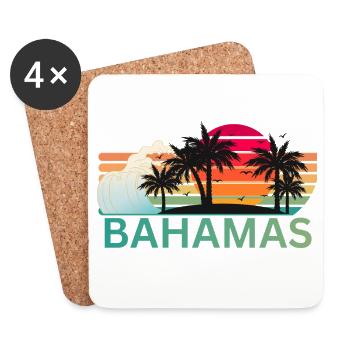 Bahamas Sunset Palm Silhouette - Coasters (set of 4) - white - Front