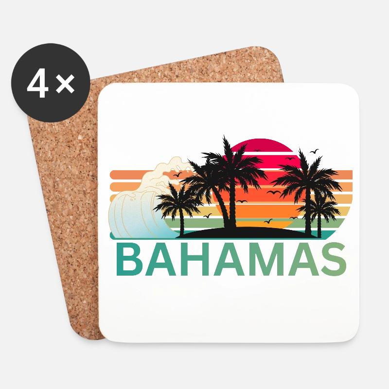 Bahamas Sunset Palm Silhouette - Untersetzer (4er-Set) - Weiß