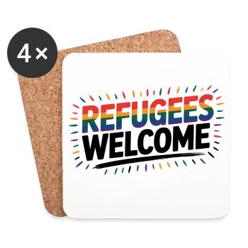 Refugees Welcome - Cool Pride Logo - Coasters (set of 4) - white - Front