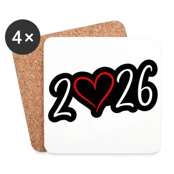 2026 Herz - Untersetzer (4er-Set) - Weiß - Vorne