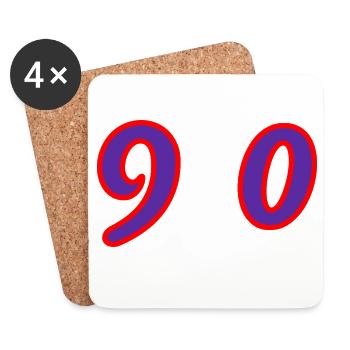 90. 90 ANS. 90e ANNIVERSAIRE. ANNIVERSAIRE 90 ANS. - Dessous de verre (lot de 4) - blanc - Devant