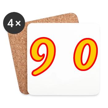 90. 90 ANS. 90e ANNIVERSAIRE. ANNIVERSAIRE 90 ANS. - Dessous de verre (lot de 4) - blanc - Devant