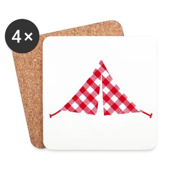 Tent Camping Camper Outdoor Caravan Caravan - Coasters (set of 4) - white - Front