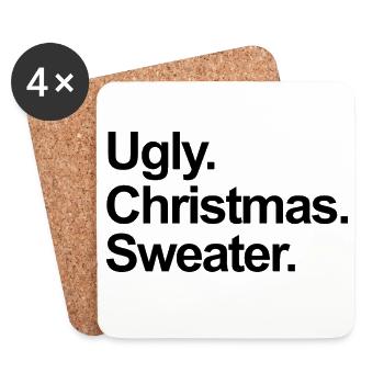 Pull de Noël moche - Dessous de verre (lot de 4) - blanc - Devant