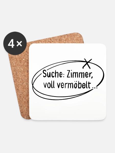 Suche Zimmer, voll vermöbelt - Untersetzer (4er-Set) - Weiß