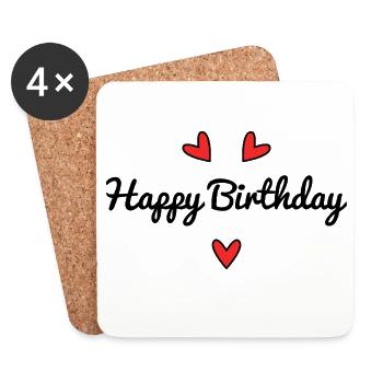 HAPPY BIRTHDAY. COEUR. I LOVE YOU. LOVE. JE T'AIME - Dessous de verre (lot de 4) - blanc - Devant