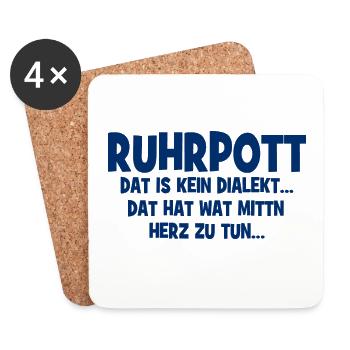 Ruhrpott - Ça hat wat mittn Herz zu tun - Dessous de verre (lot de 4) - blanc - Devant
